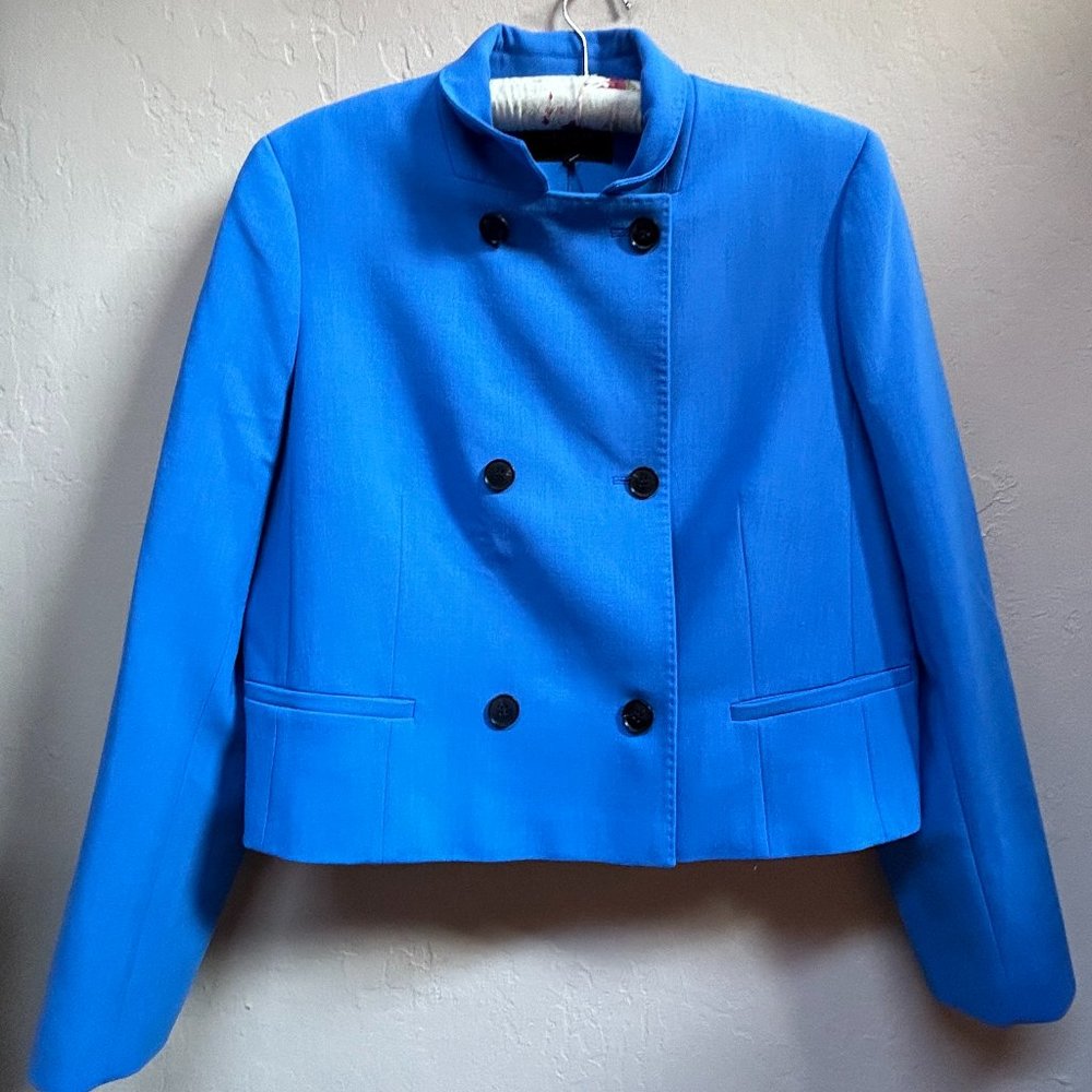 Lafayette 148 New York Double-Breasted Royal Blue Cropped Blazer